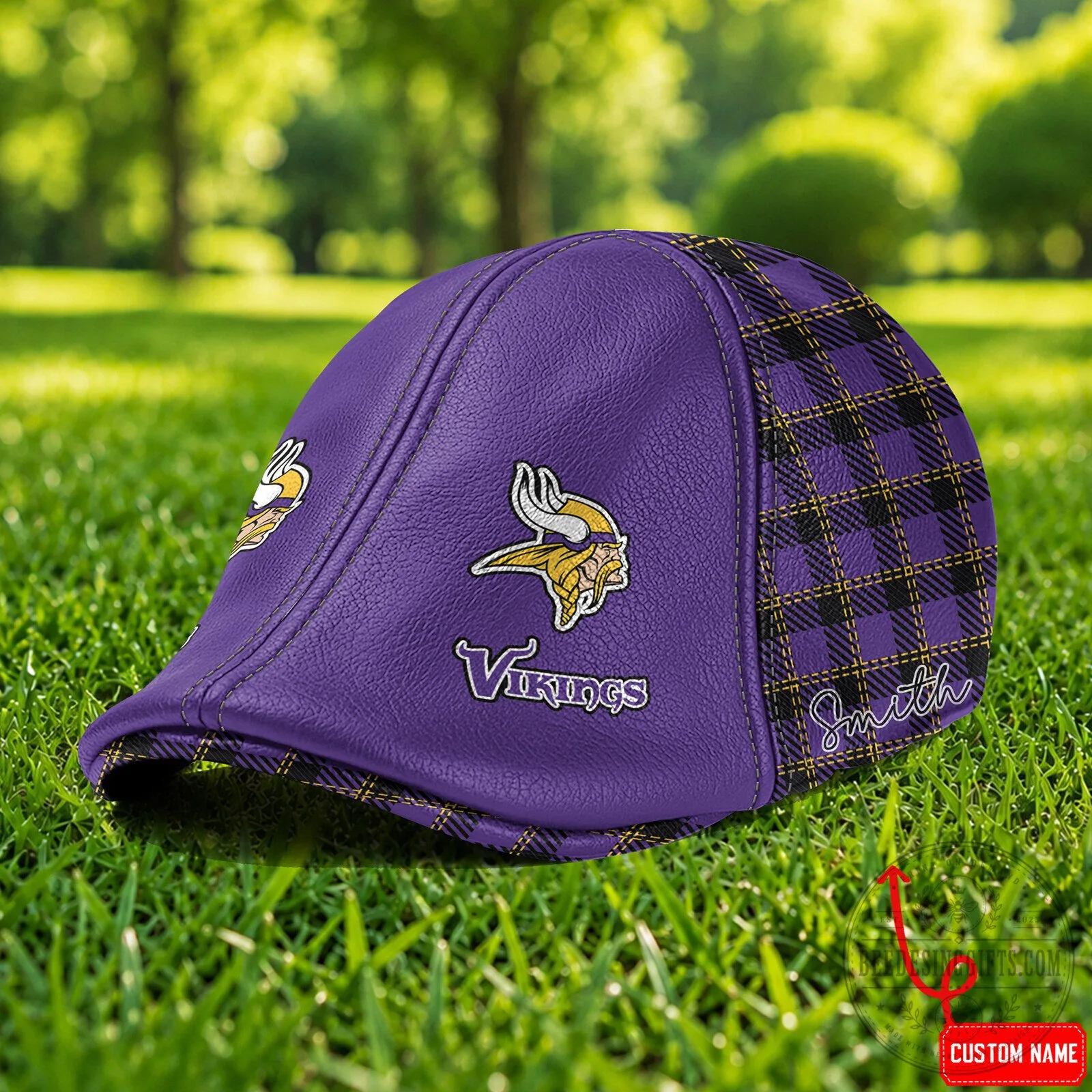 Minnesota Vikings NFL Football Team Custom Name Purple Plaid Cap Hat 4 Minnesota Vikings NFL Football Team Custom Name Purple Plaid Cap Hat
