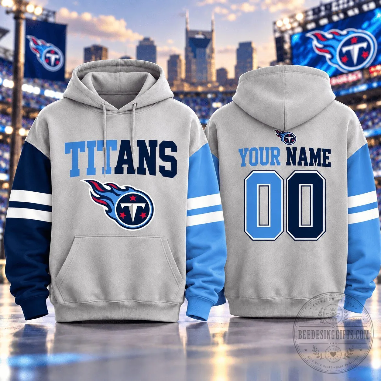 Tennessee Titans National Football League Two-Tone Colorblock Varsity Hoodie