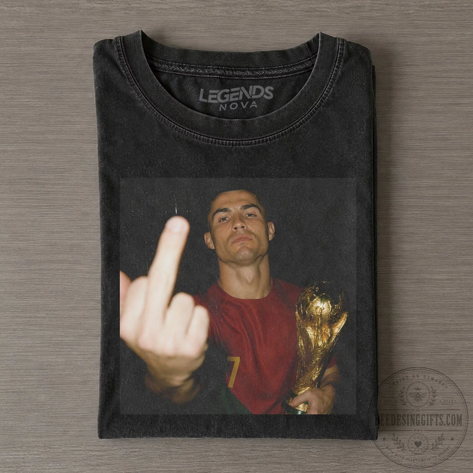 Ronaldo Portugal World Cup Middle Finger Graphic T-Shirt