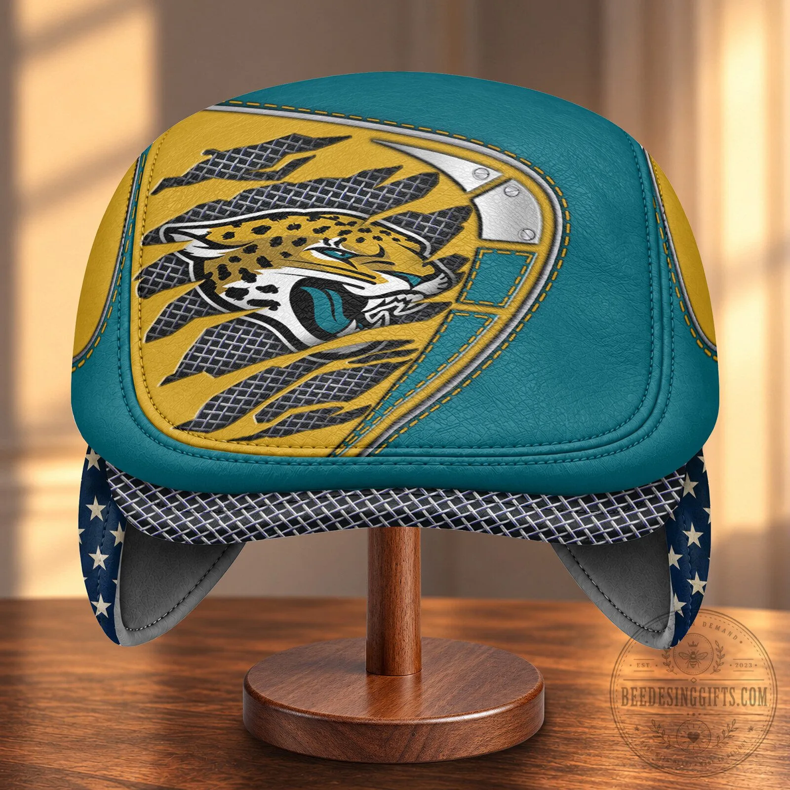 NFL Flat Cap with Foldable Ear Flaps for Jacksonville Jaguars Fans 11 NFL Flat Cap with Foldable Ear Flaps for Jacksonville Jaguars Fans