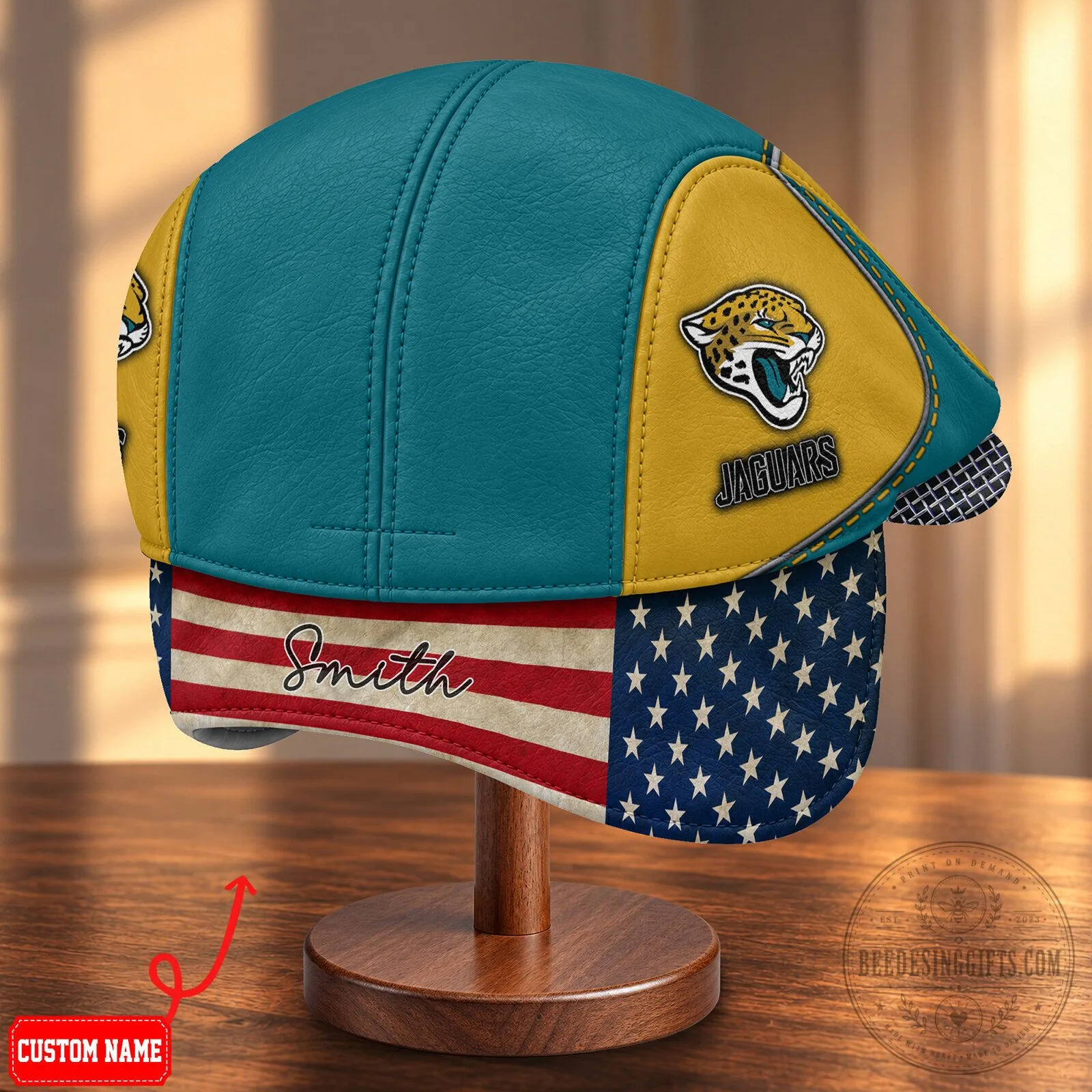 NFL Flat Cap with Foldable Ear Flaps for Jacksonville Jaguars Fans 12 NFL Flat Cap with Foldable Ear Flaps for Jacksonville Jaguars Fans