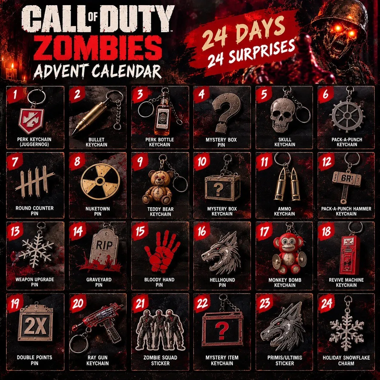 Call of Duty Zombies Advent Calendar 24-Day Countdown Box 15 Call of Duty Zombies Advent Calendar 24-Day Countdown Box