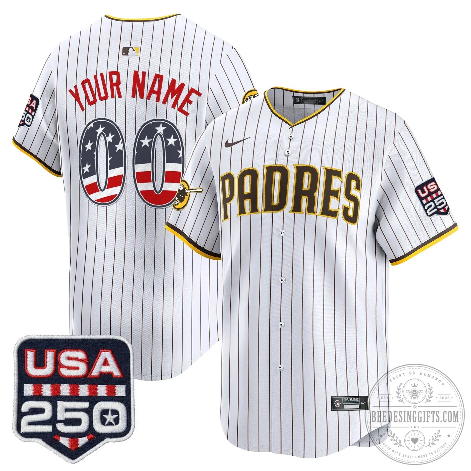 Fourth of July San Diego Padres Baseball Jersey Custom Name Number 9 Fourth of July San Diego Padres Baseball Jersey Custom Name Number