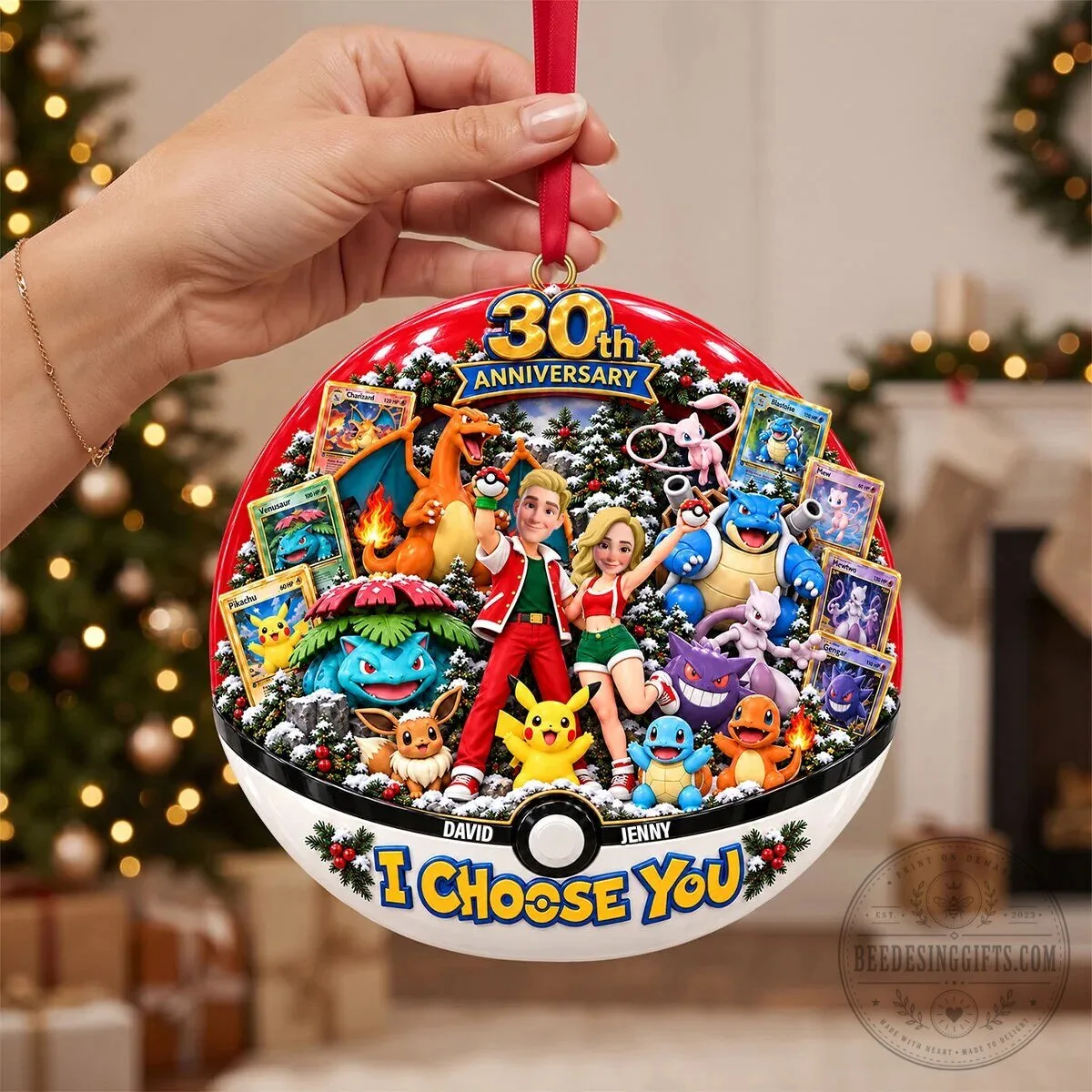 Pokemon 30th Anniversary I Choose You Personalized Couple Christmas Ornament 10 Pokemon 30th Anniversary I Choose You Personalized Couple Christmas Ornament