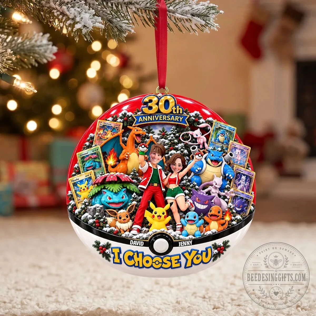 Pokemon 30th Anniversary I Choose You Personalized Couple Christmas Ornament 12 Pokemon 30th Anniversary I Choose You Personalized Couple Christmas Ornament