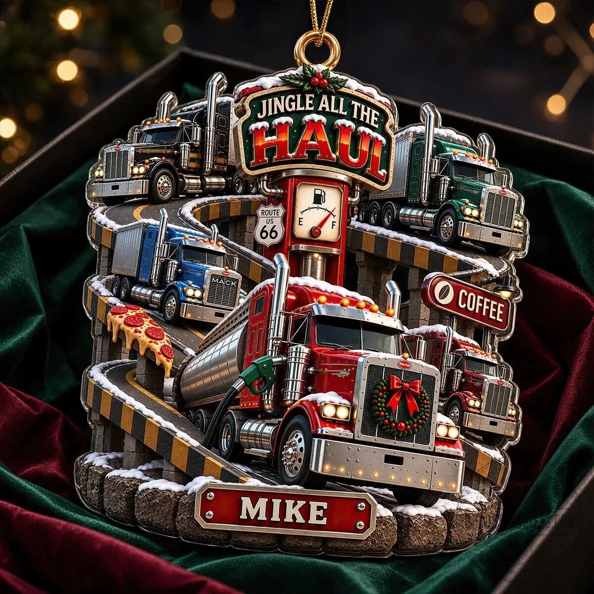Christmas Trucking Life Personalized Round Ornament 9 Christmas Trucking Life Personalized Round Ornament