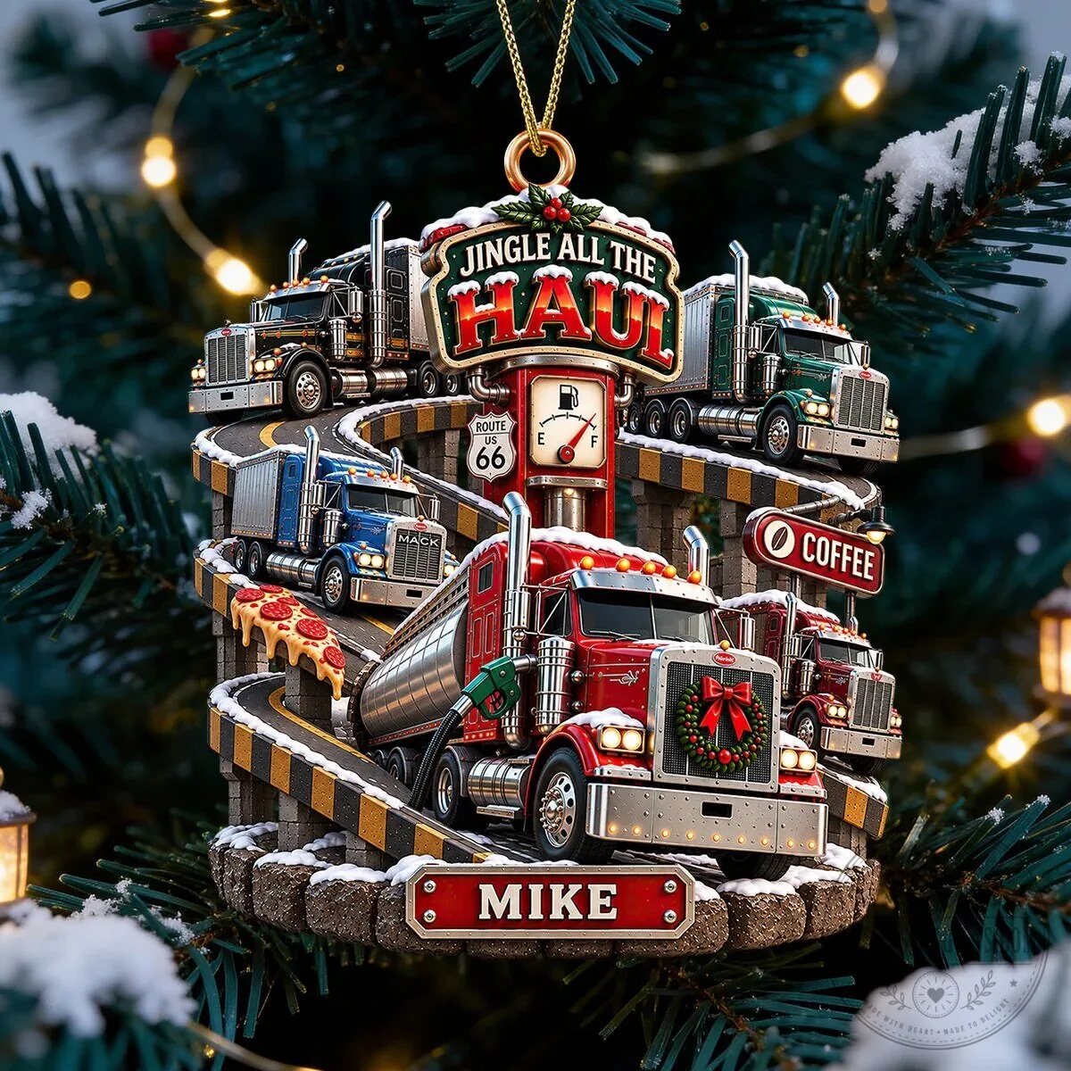 Christmas Trucking Life Personalized Round Ornament 11 Christmas Trucking Life Personalized Round Ornament