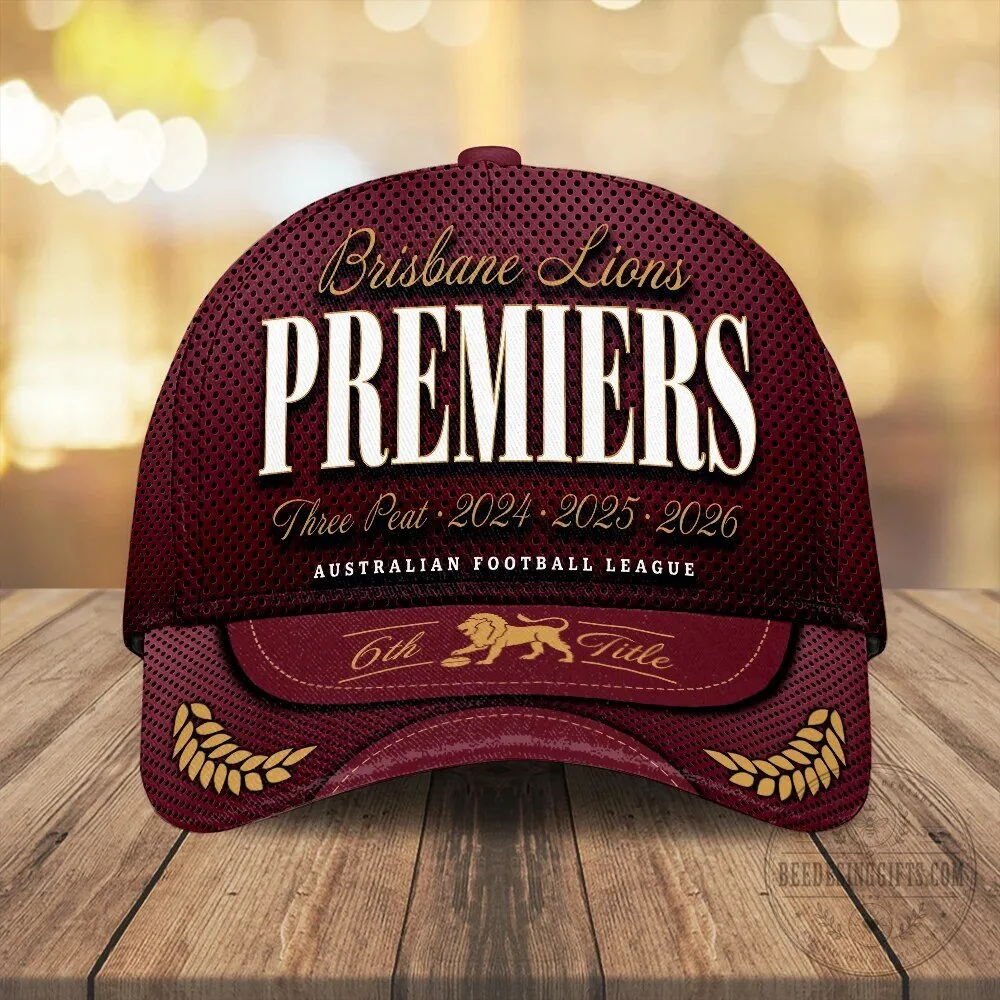 Brisbane Lions Australian Football League Premiers Three Peat 2024 2025 2026 Cap Hat