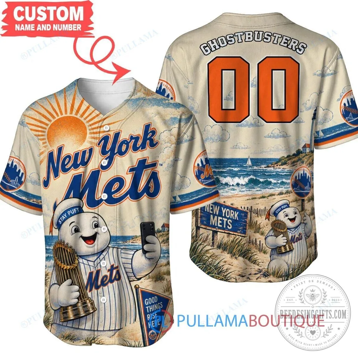 New York Mets Stay Puft Marshmallow Man Ghostbusters Baseball Jersey 5 New York Mets Stay Puft Marshmallow Man Ghostbusters Baseball Jersey