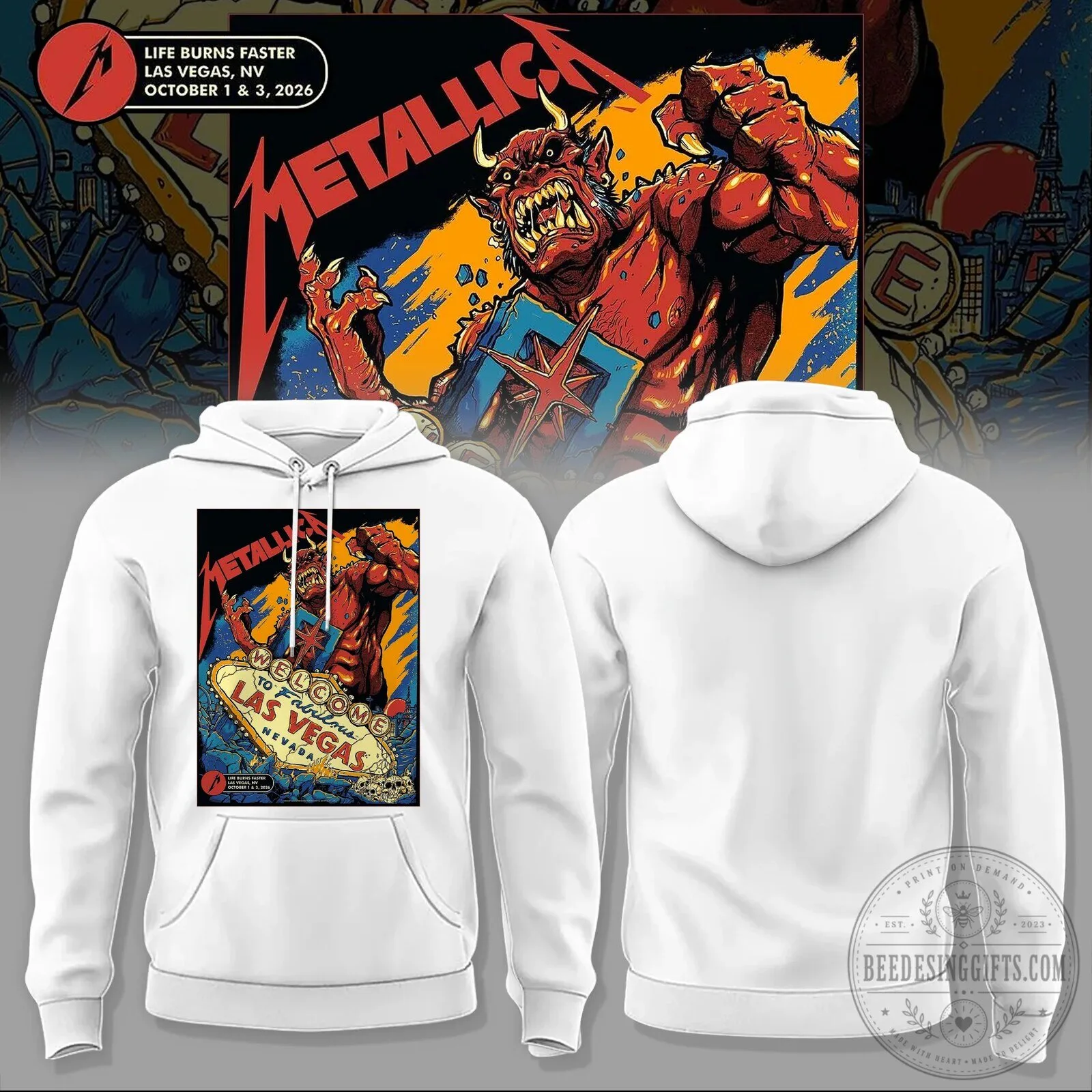 Las Vegas Concert Hoodie - Metallica M72 World Tour Life Burns Faster Edition 46 Las Vegas Concert Hoodie - Metallica M72 World Tour Life Burns Faster Edition