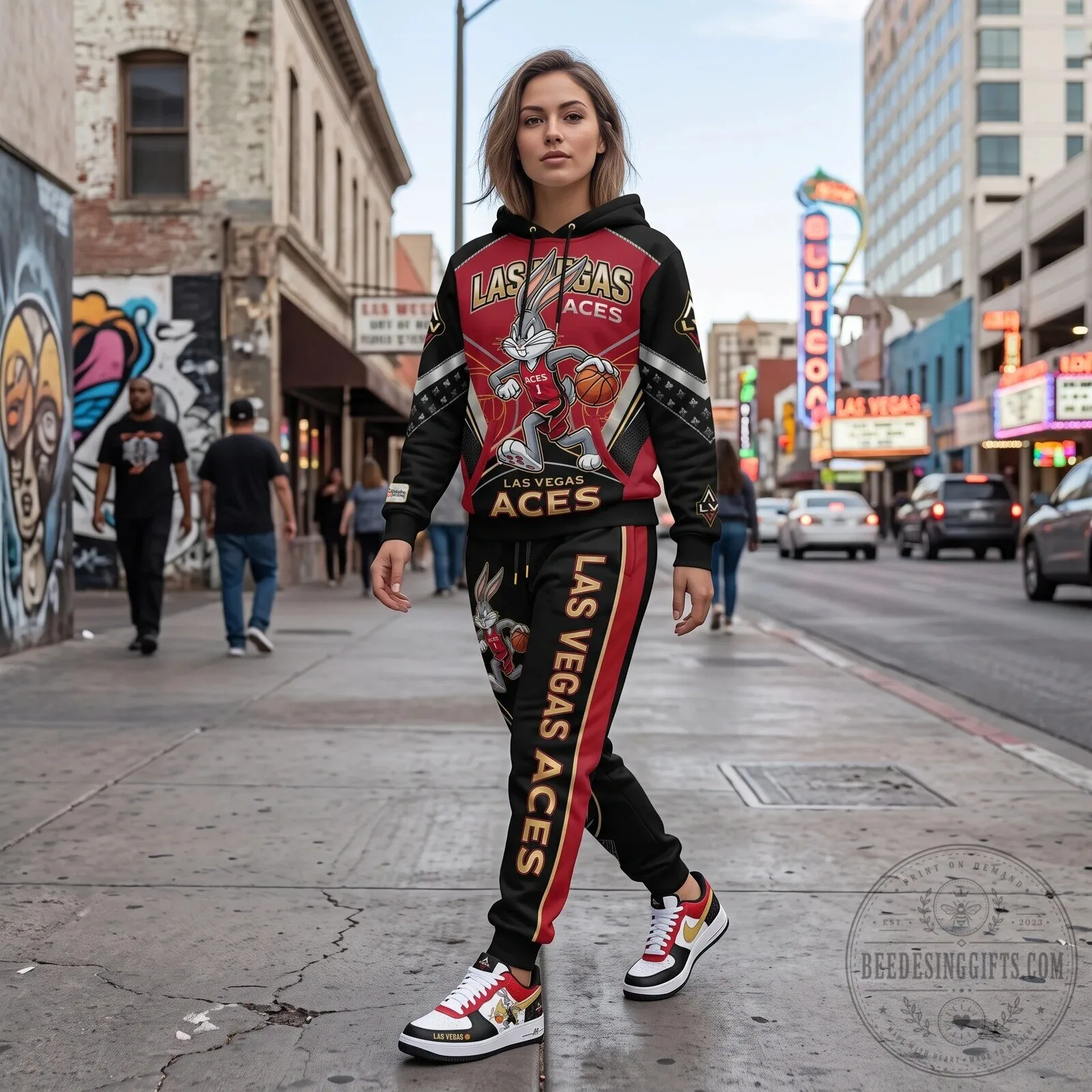 Bugs Bunny Basketball Fan Hoodie and Sweatpants Set for Indiana Fever Supporters 52 Bugs Bunny Basketball Fan Hoodie and Sweatpants Set for Indiana Fever Supporters