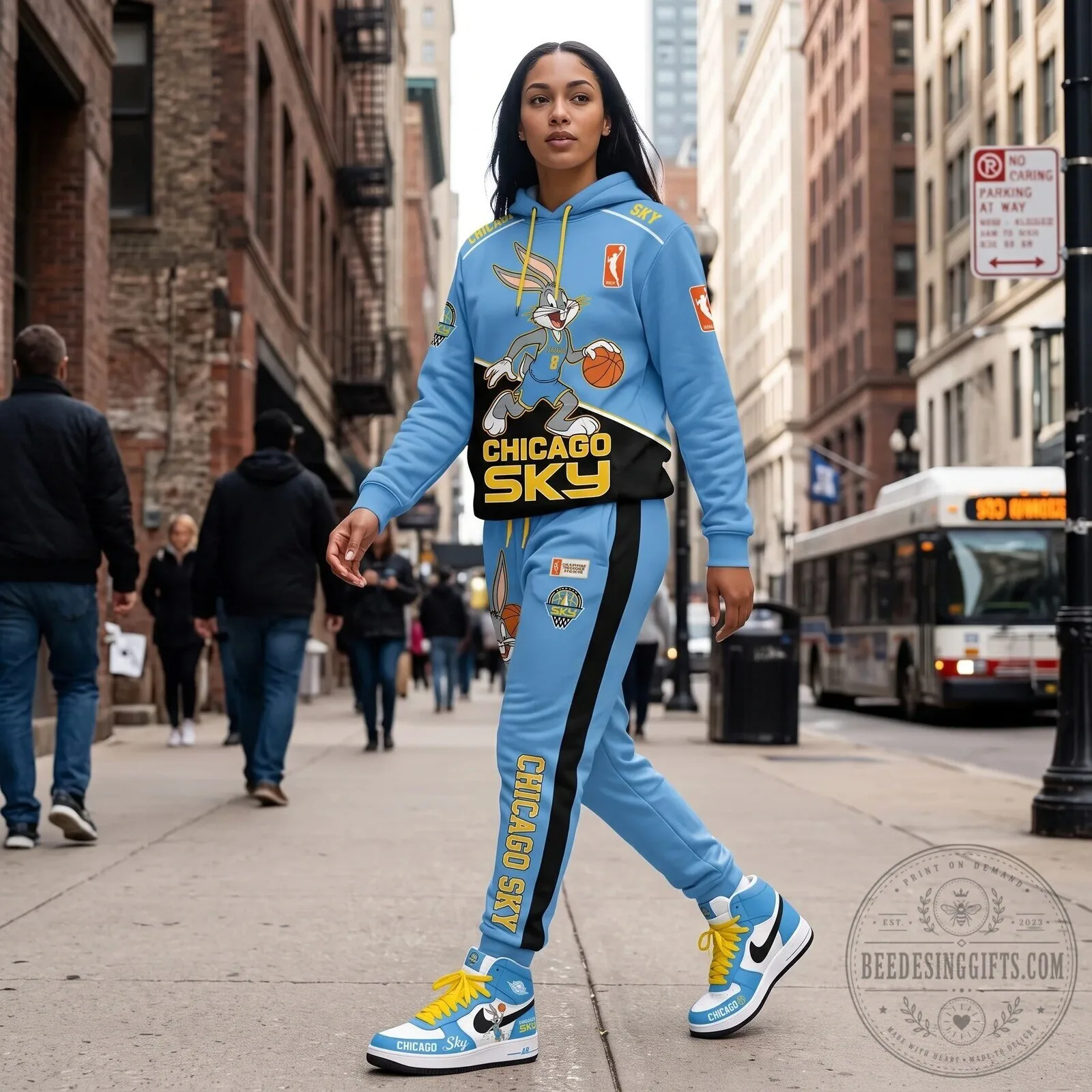 Bugs Bunny Basketball Fan Hoodie and Sweatpants Set for Indiana Fever Supporters 58 Bugs Bunny Basketball Fan Hoodie and Sweatpants Set for Indiana Fever Supporters