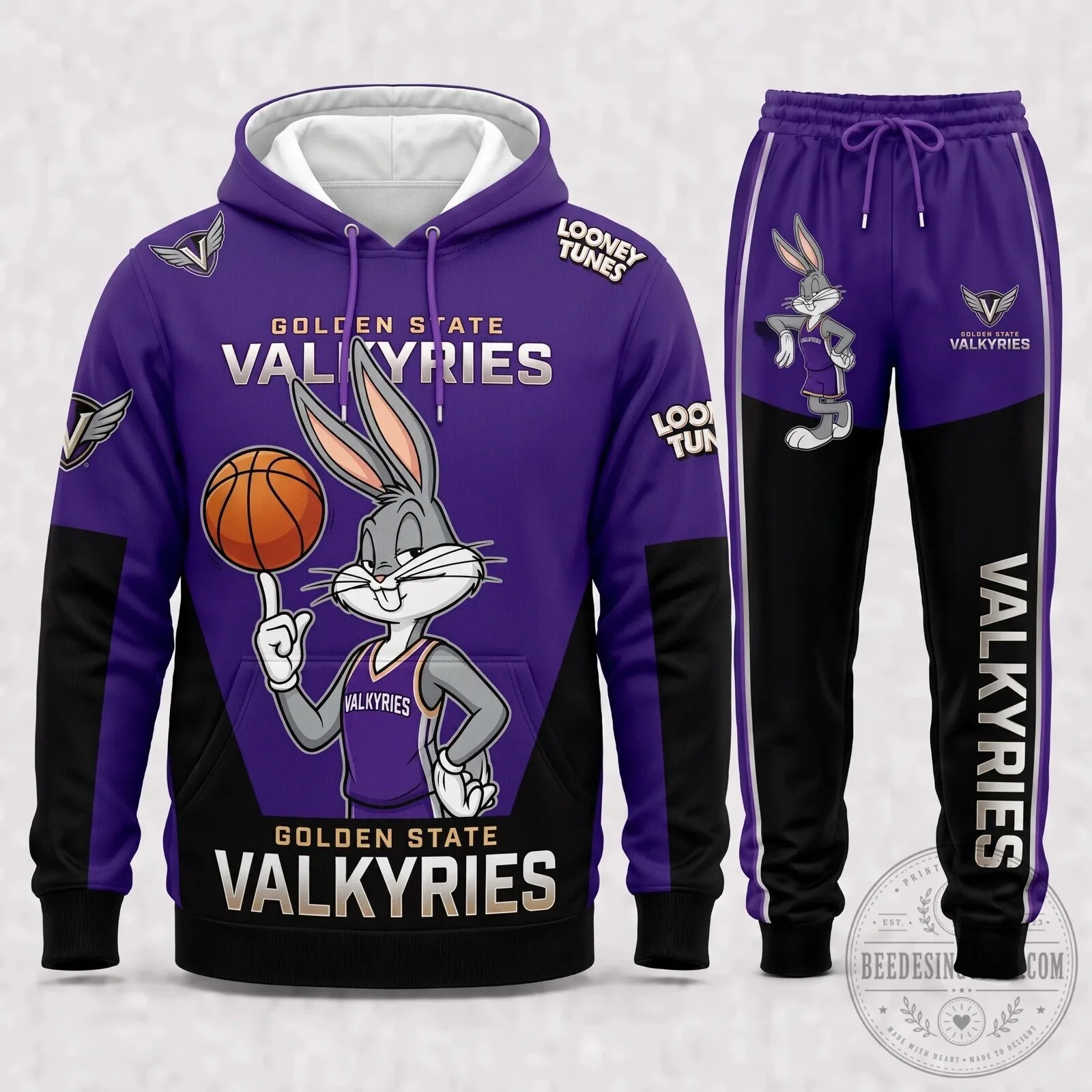 Bugs Bunny Basketball Fan Hoodie and Sweatpants Set for Indiana Fever Supporters 62 Bugs Bunny Basketball Fan Hoodie and Sweatpants Set for Indiana Fever Supporters
