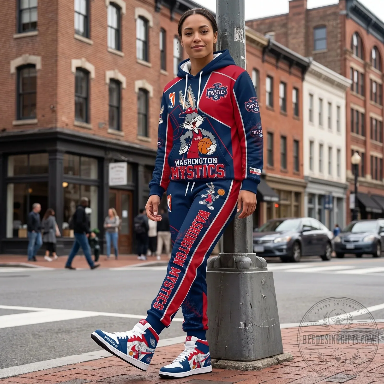 Bugs Bunny Basketball Fan Hoodie and Sweatpants Set for Indiana Fever Supporters 82 Bugs Bunny Basketball Fan Hoodie and Sweatpants Set for Indiana Fever Supporters