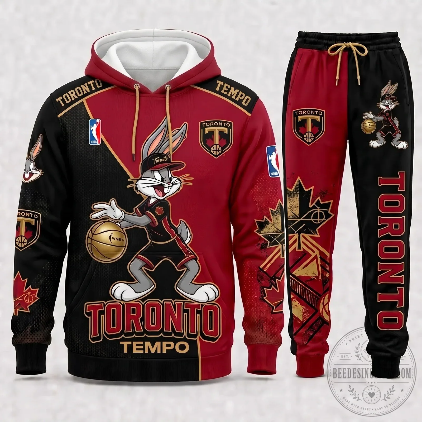 Bugs Bunny Basketball Fan Hoodie and Sweatpants Set for Indiana Fever Supporters 86 Bugs Bunny Basketball Fan Hoodie and Sweatpants Set for Indiana Fever Supporters