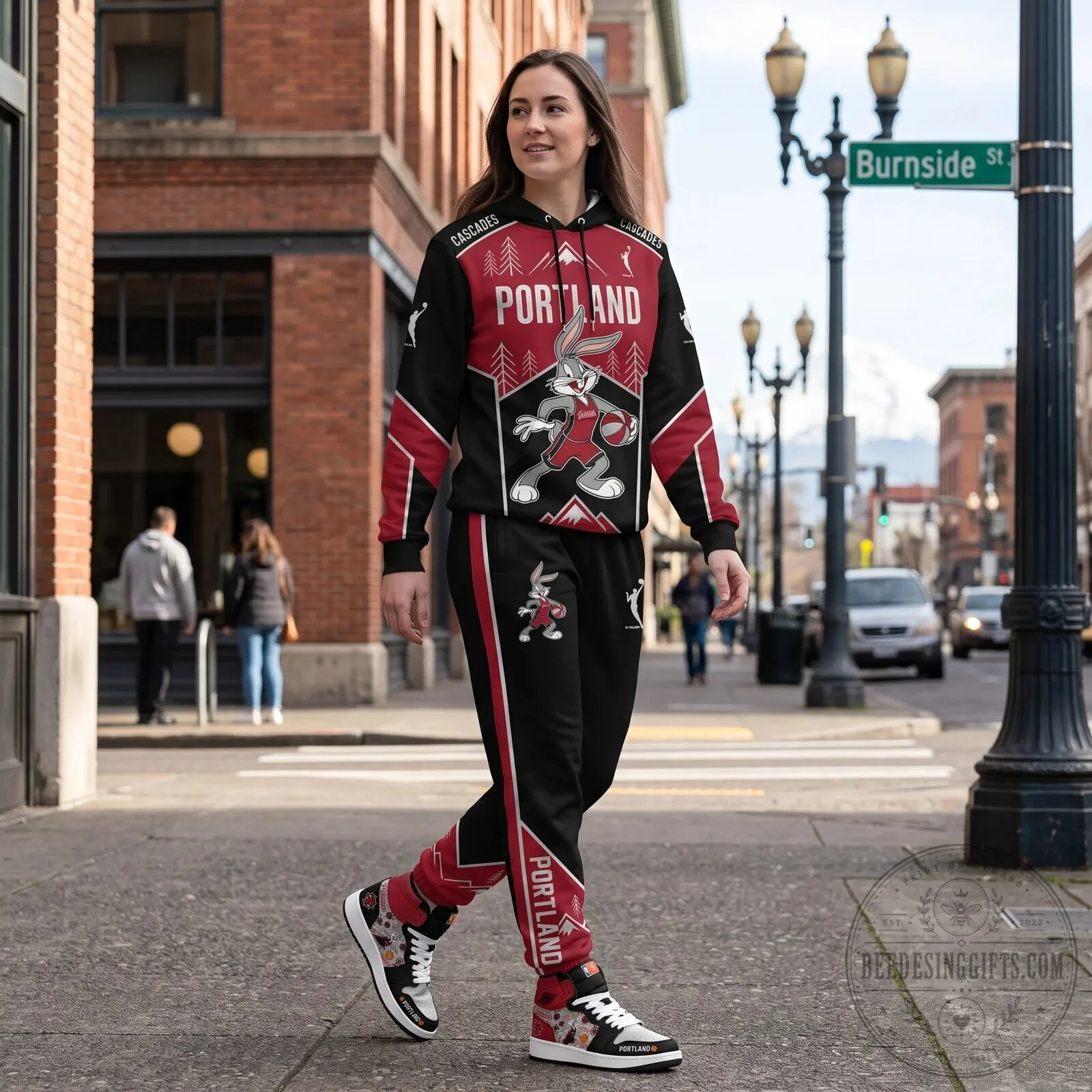 Bugs Bunny Basketball Fan Hoodie and Sweatpants Set for Indiana Fever Supporters 88 Bugs Bunny Basketball Fan Hoodie and Sweatpants Set for Indiana Fever Supporters