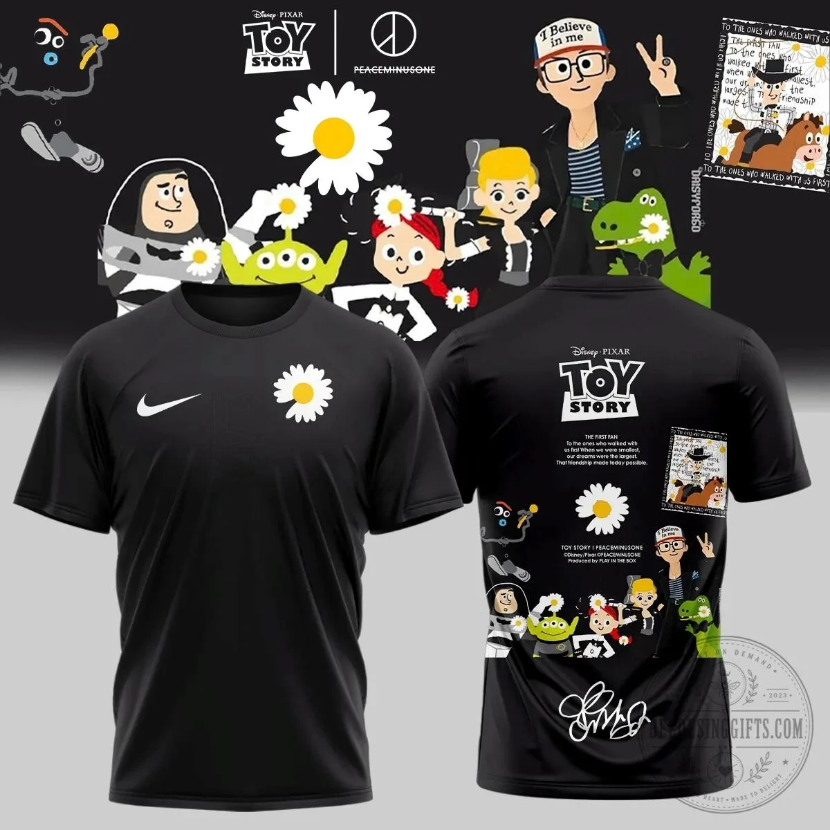 Toy Story Peaceminusone Disney Pixar Characters Black T-Shirt 5 Toy Story Peaceminusone Disney Pixar Characters Black T-Shirt