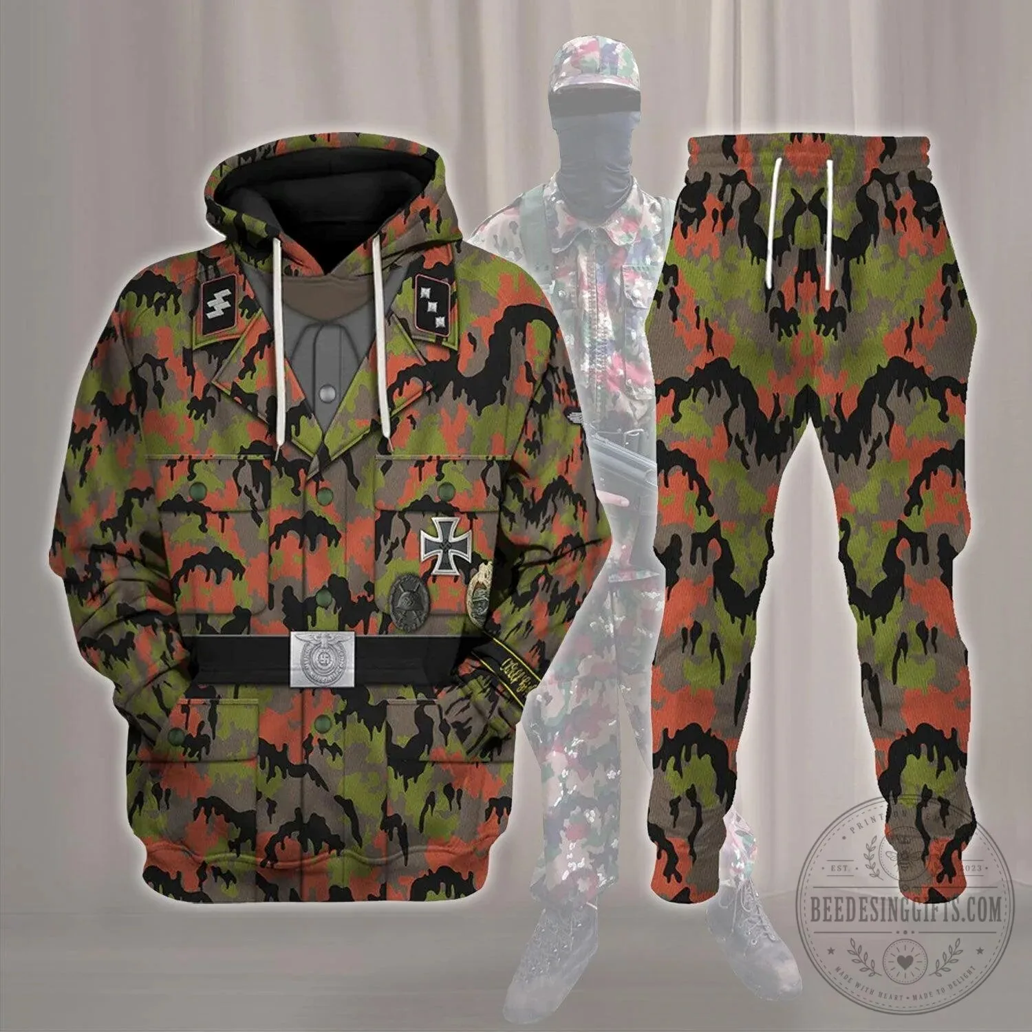 German Leibermuster Camouflage Military Uniform Hoodie Sweatshirt and Pants Set 45 German Leibermuster Camouflage Military Uniform Hoodie Sweatshirt and Pants Set