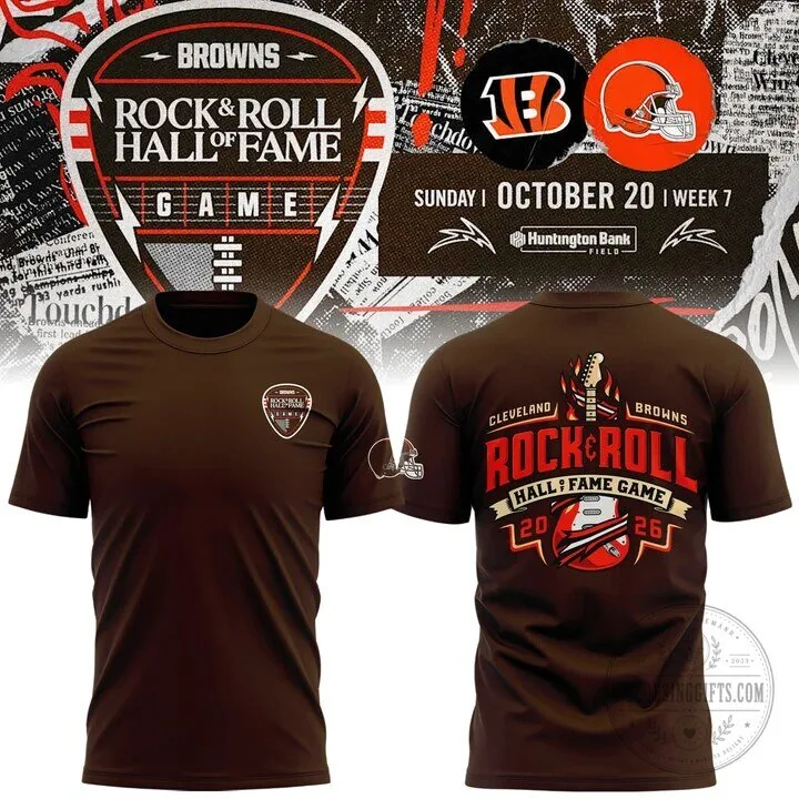Cleveland Browns Rock and Roll Hall of Fame Game 2026 Football T-Shirt