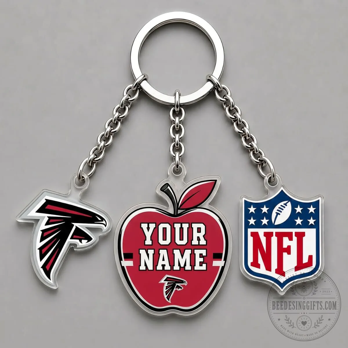 Atlanta Falcons Personalized Apple Triple Charm Keychain