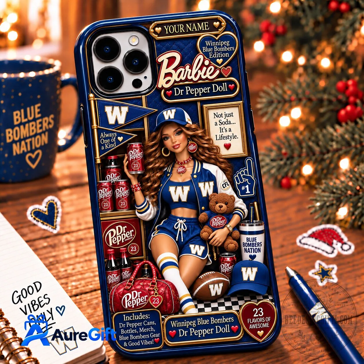 Winnipeg Blue Bombers Barbie Dr Pepper Personalized Phone Case