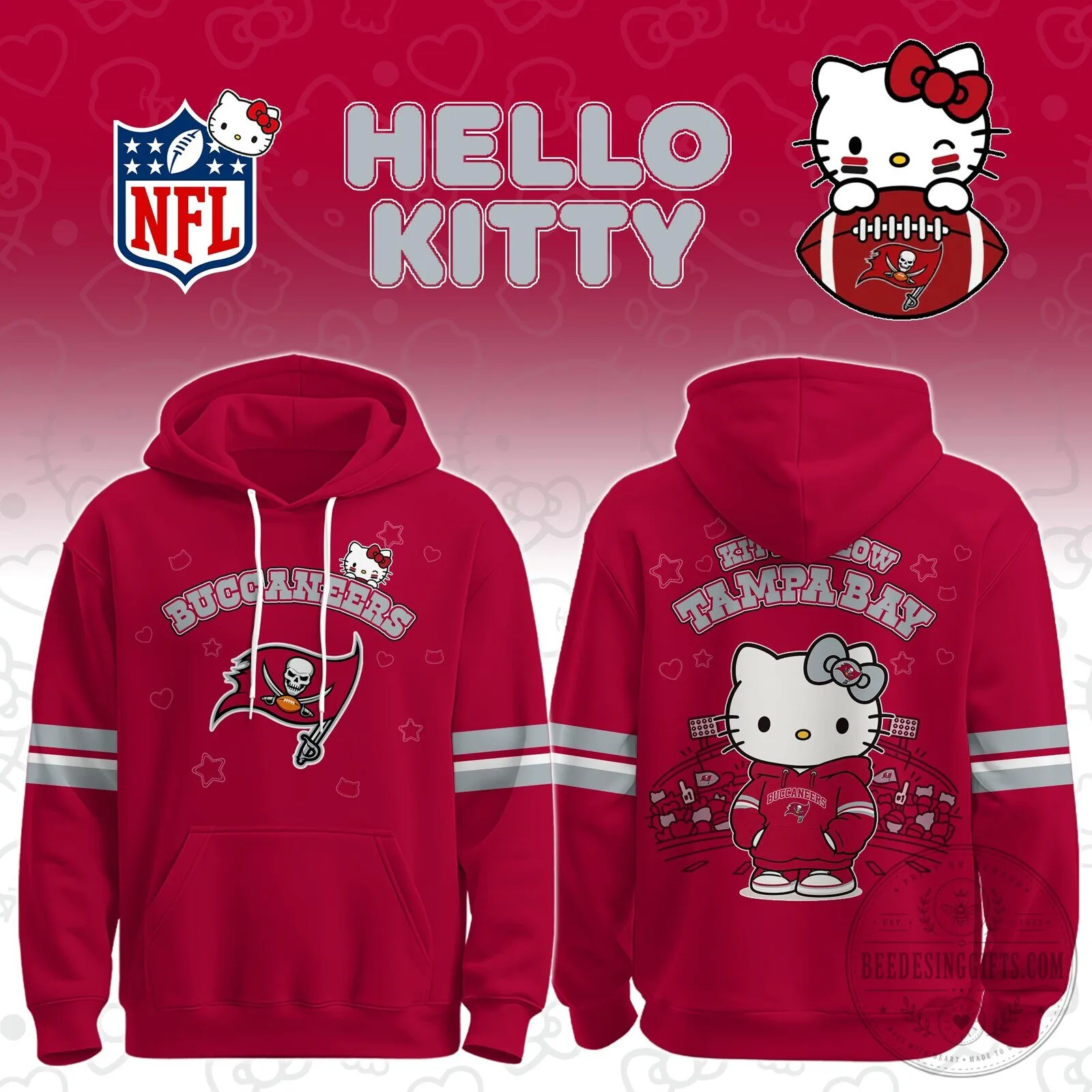 Hello Kitty Tampa Bay Buccaneers Football Team Hoodie