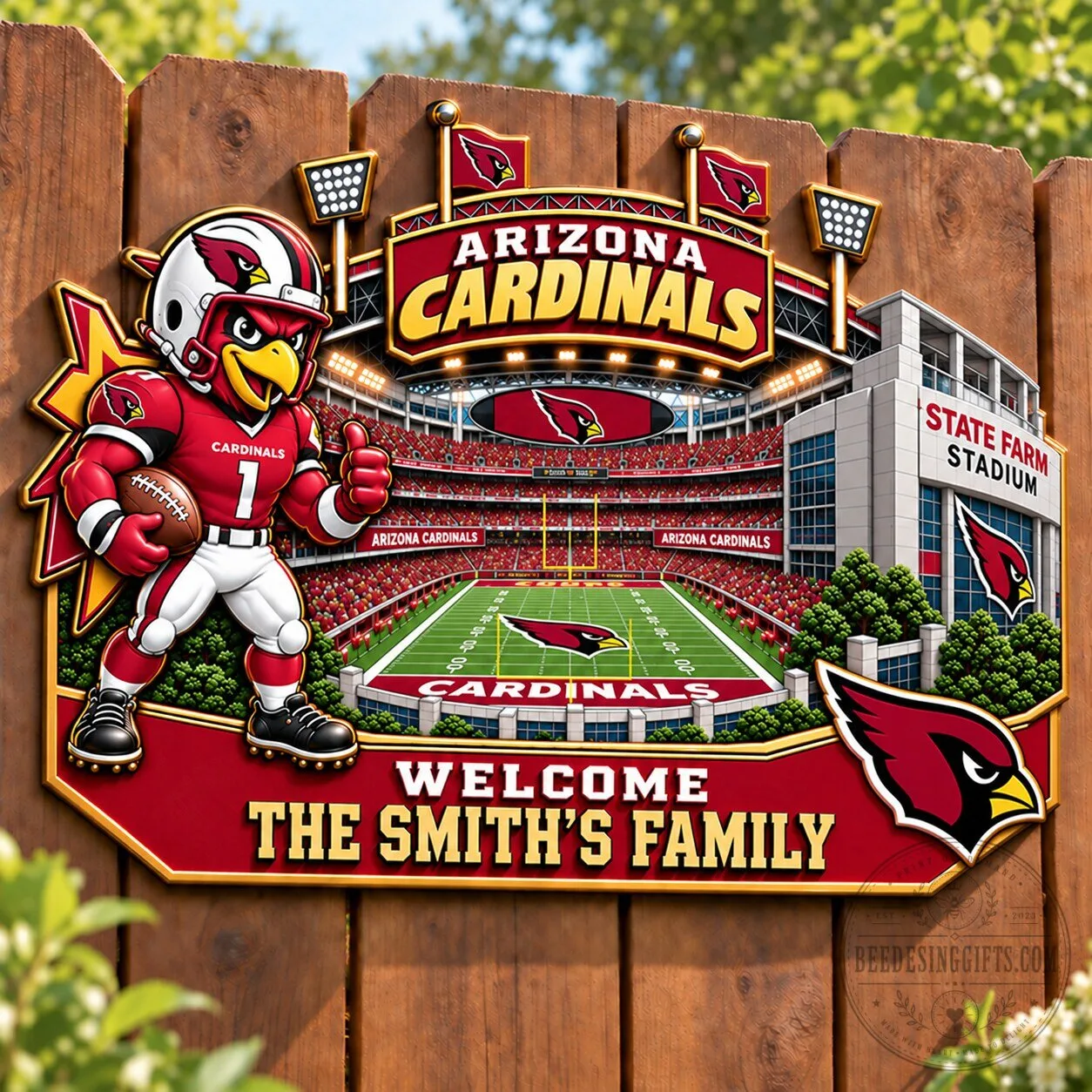 Arizona Cardinals Football Team Welcome Sign for Home or Garden Decor