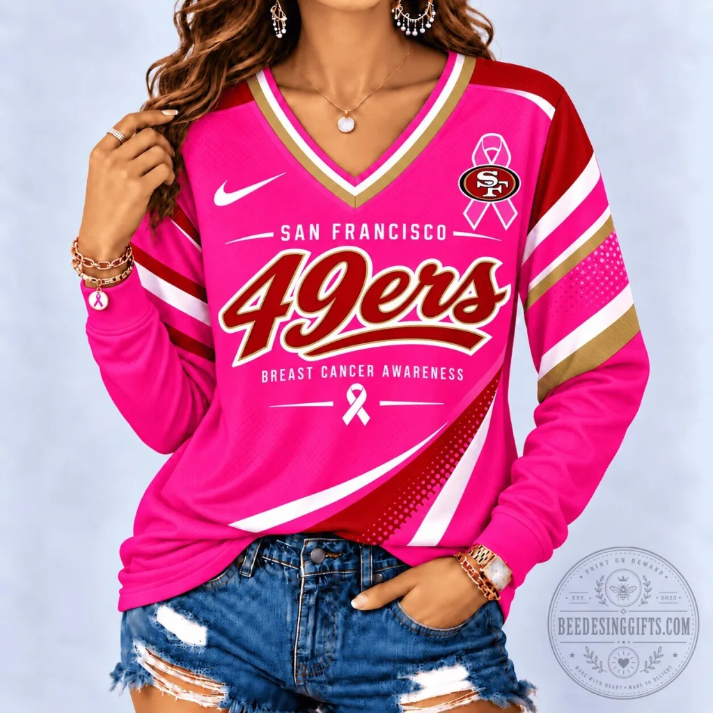 San Francisco 49ers Breast Cancer Awareness Long Sleeve Jersey San Francisco 49ers Breast Cancer Awareness Long Sleeve Jersey