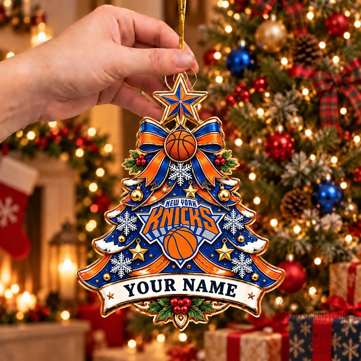 New York Knicks Basketball Christmas Tree Ornament Personalized Name