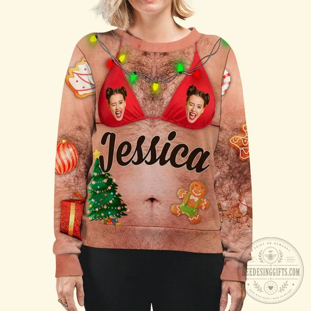 Personalized Naughty Christmas Hairy Chest Bikini Ugly Sweater 11 Personalized Naughty Christmas Hairy Chest Bikini Ugly Sweater