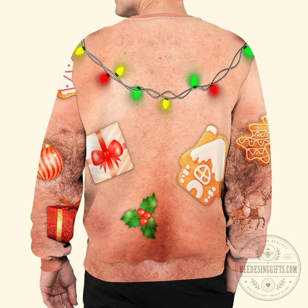 Personalized Naughty Christmas Hairy Chest Bikini Ugly Sweater 12 Personalized Naughty Christmas Hairy Chest Bikini Ugly Sweater