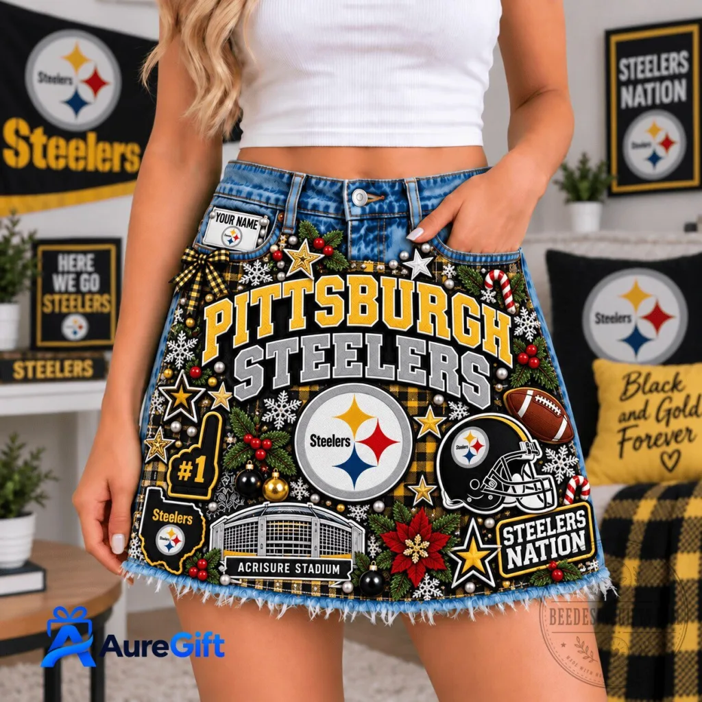 Pittsburgh Football Team Personalized Denim Skirt for Women Pittsburgh Football Team Personalized Denim Skirt for Women