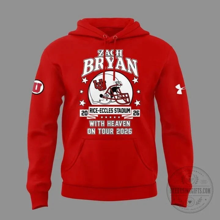 Zach Bryan Utah Utes Football With Heaven On Tour 2026 Red Hoodie 10 Zach Bryan Utah Utes Football With Heaven On Tour 2026 Red Hoodie