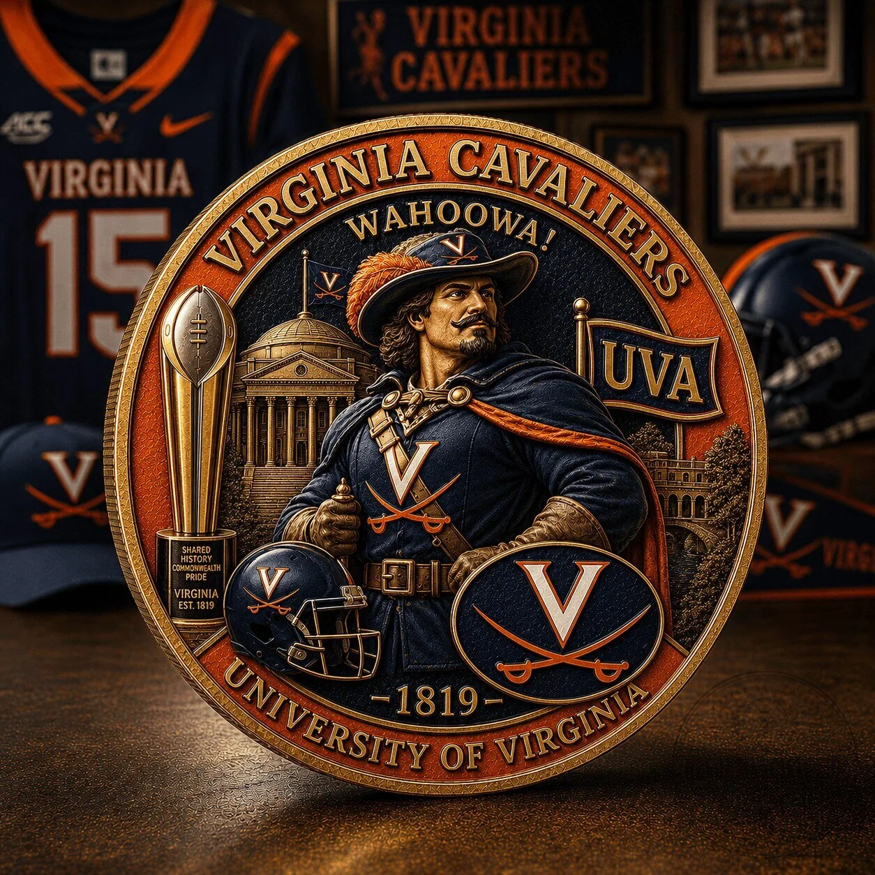 Commemorative Coin for the University of Virginia Cavaliers - Wahoowa Edition