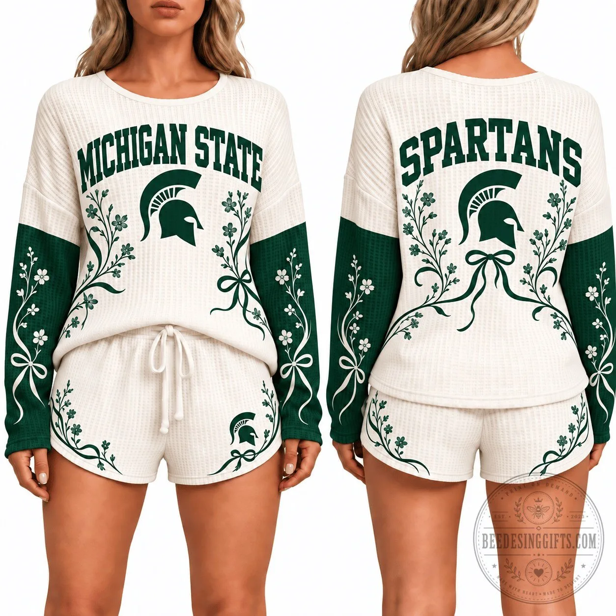 Michigan State Spartans Women's Waffle Knit Pajama Set