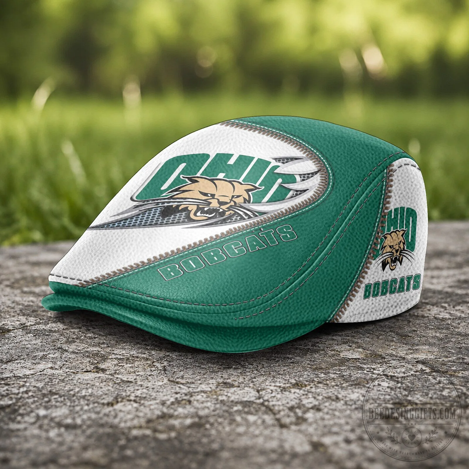 Ohio Bobcats NCAA Green and White Flat Cap, Golf Hat for Men and Women 9 Ohio Bobcats NCAA Green and White Flat Cap, Golf Hat for Men and Women