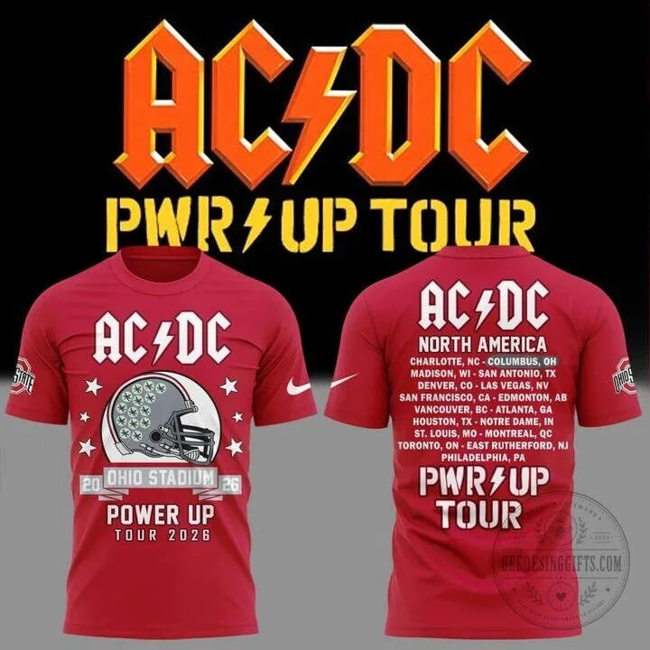 AC/DC Power Up Tour Concert T-Shirt 2026 for Ohio State Football