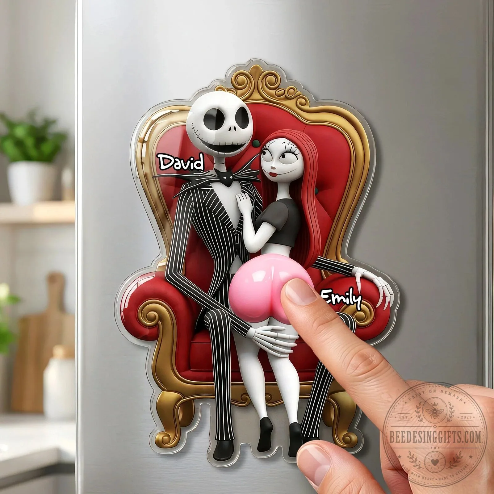 Nightmare Before Christmas Jack and Sally Personalized Fridge Magnet