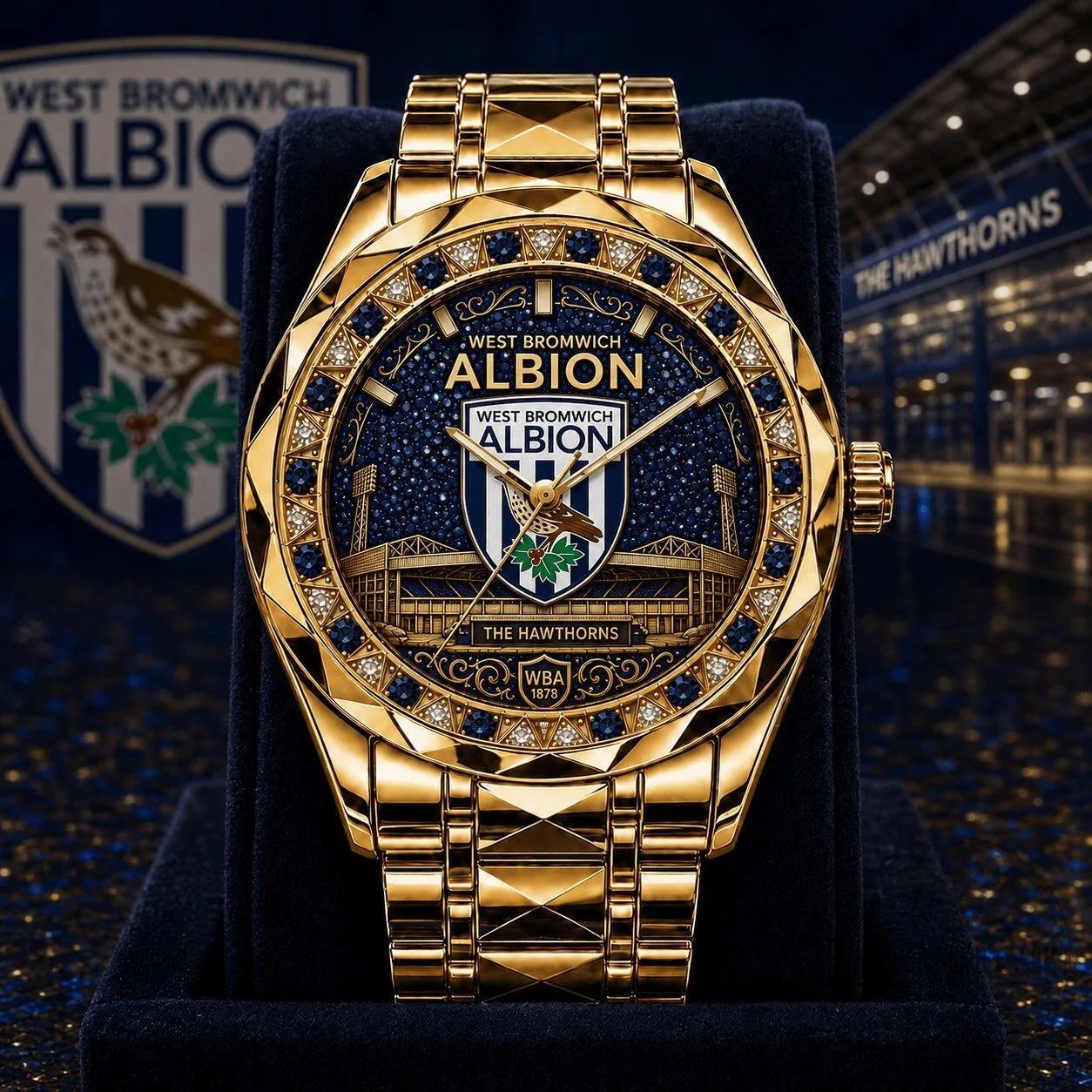 West Bromwich Albion Football Club Gold Luxury Diamond Watch