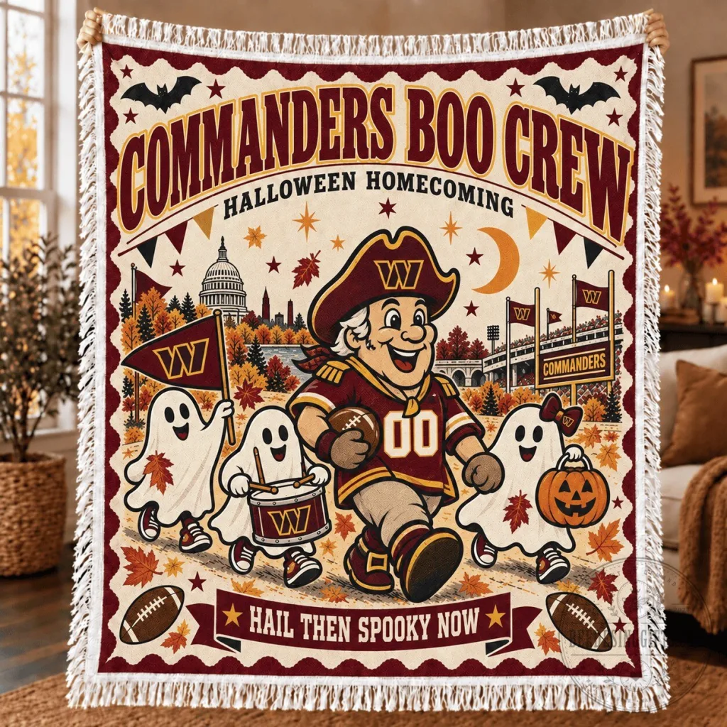Washington Commanders Halloween Homecoming Boo Crew Football Fleece Blanket Washington Commanders Halloween Homecoming Boo Crew Football Fleece Blanket