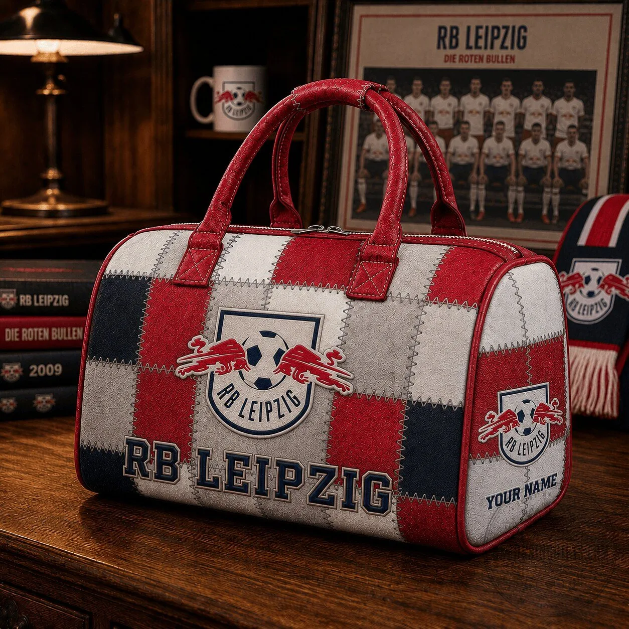 RB Leipzig Football Club Patchwork Quilted Duffel Bag 8 RB Leipzig Football Club Patchwork Quilted Duffel Bag