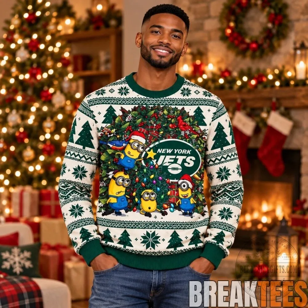 New York Jets Minion Christmas Holiday Ugly Sweater 9 New York Jets Minion Christmas Holiday Ugly Sweater