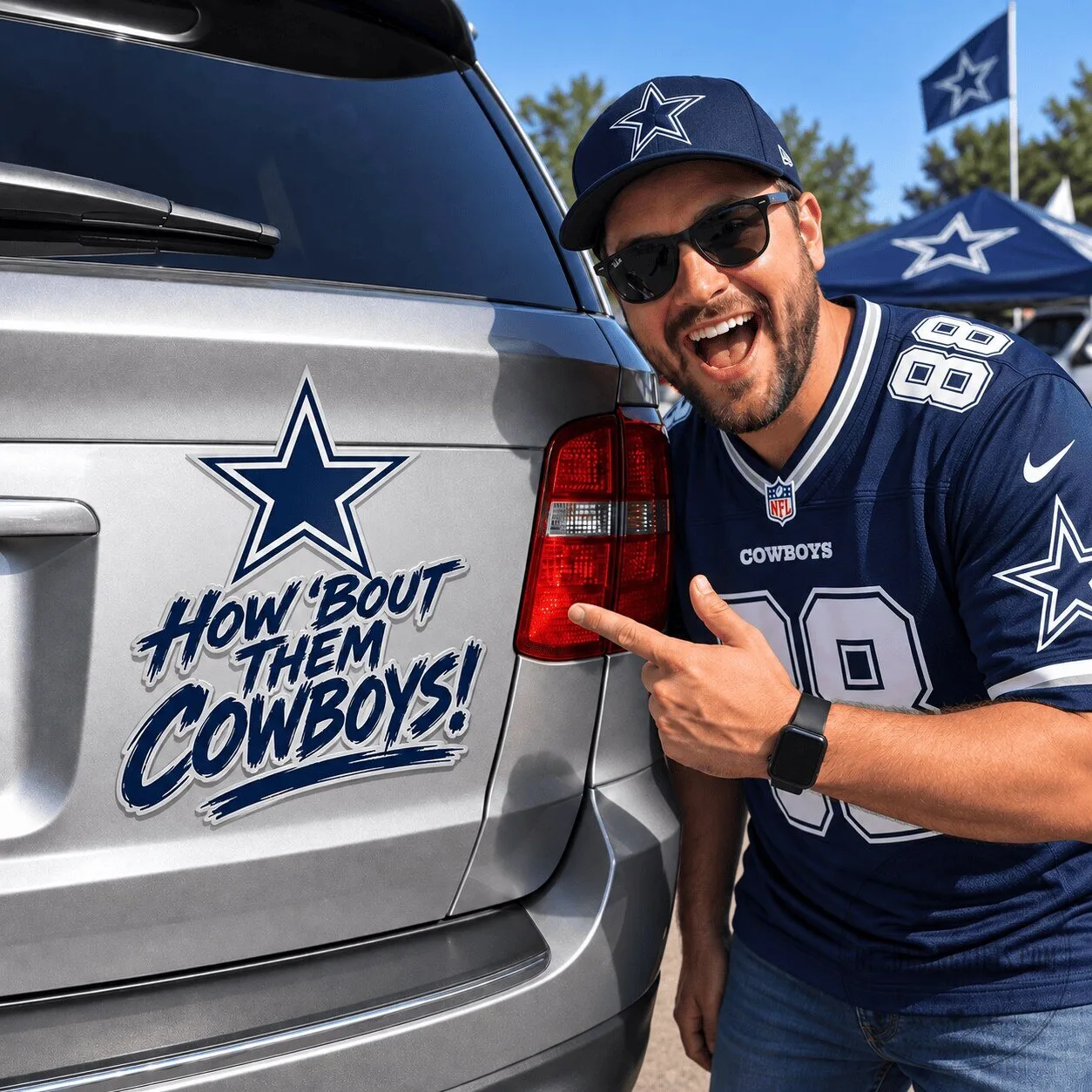 Dallas Cowboys How Bout Them Cowboys Slogan Car Decal Sticker