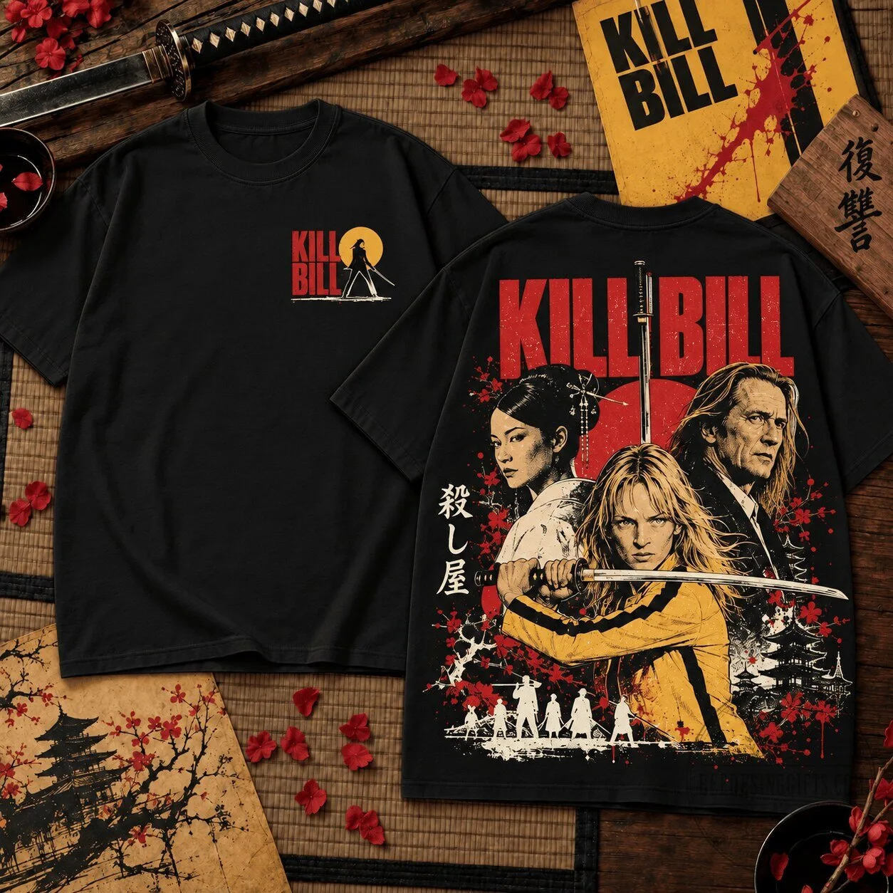 Kill Bill Quentin Tarantino Movie Poster Black Graphic T-Shirt 1 Kill Bill Quentin Tarantino Movie Poster Black Graphic T-Shirt