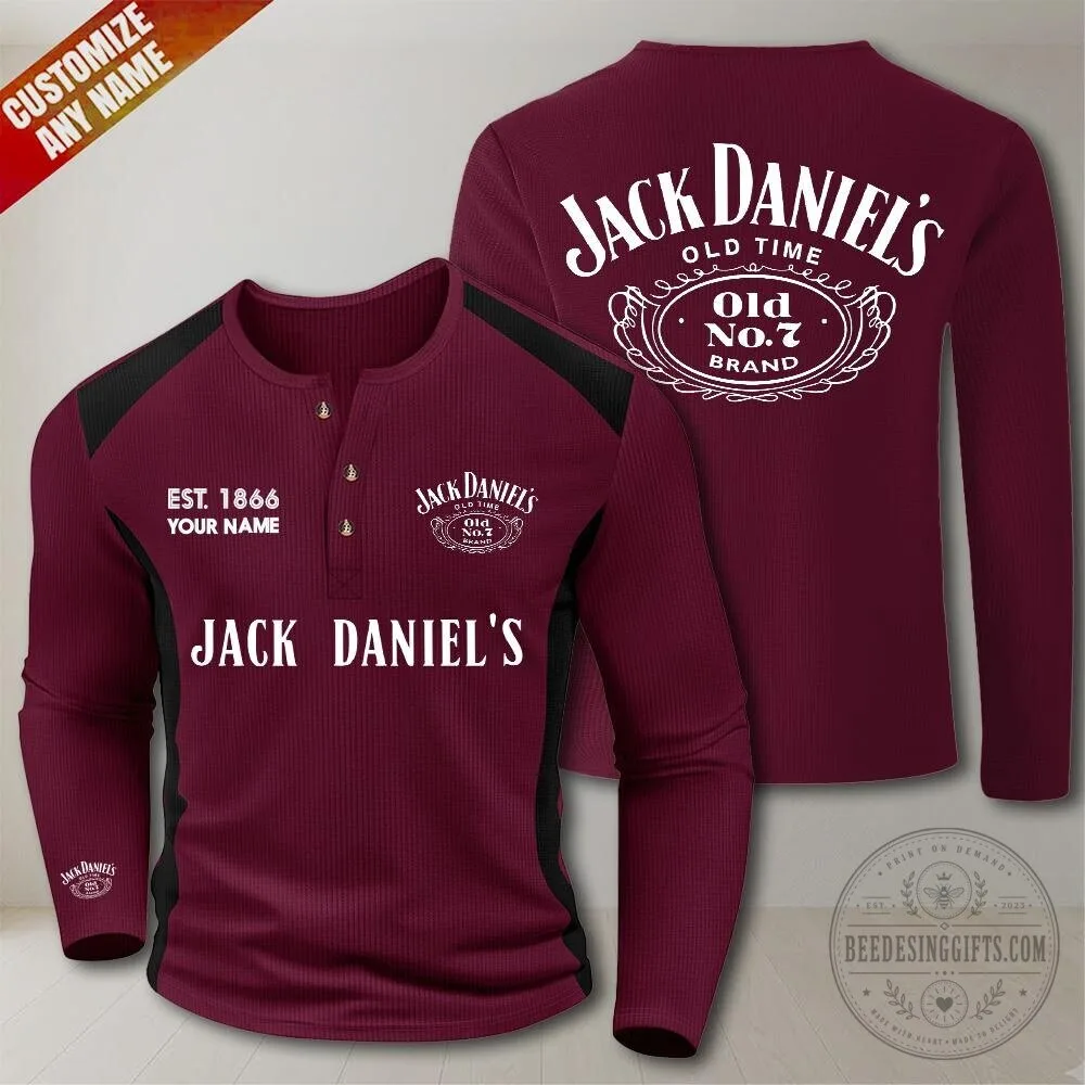 Jack Daniel's Old No. 7 Brand Whiskey Logo Long-Sleeve Henley Shirt 10 Jack Daniel