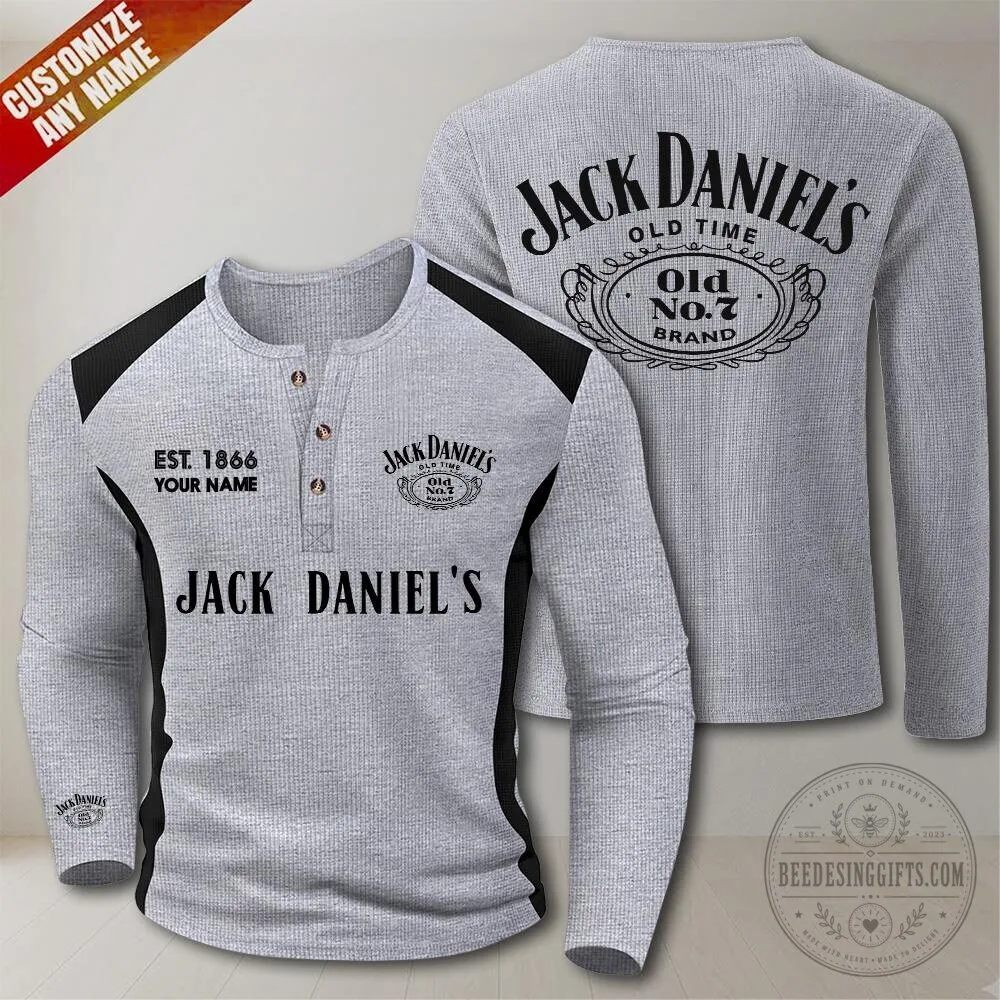 Jack Daniel's Old No. 7 Brand Whiskey Logo Long-Sleeve Henley Shirt 12 Jack Daniel