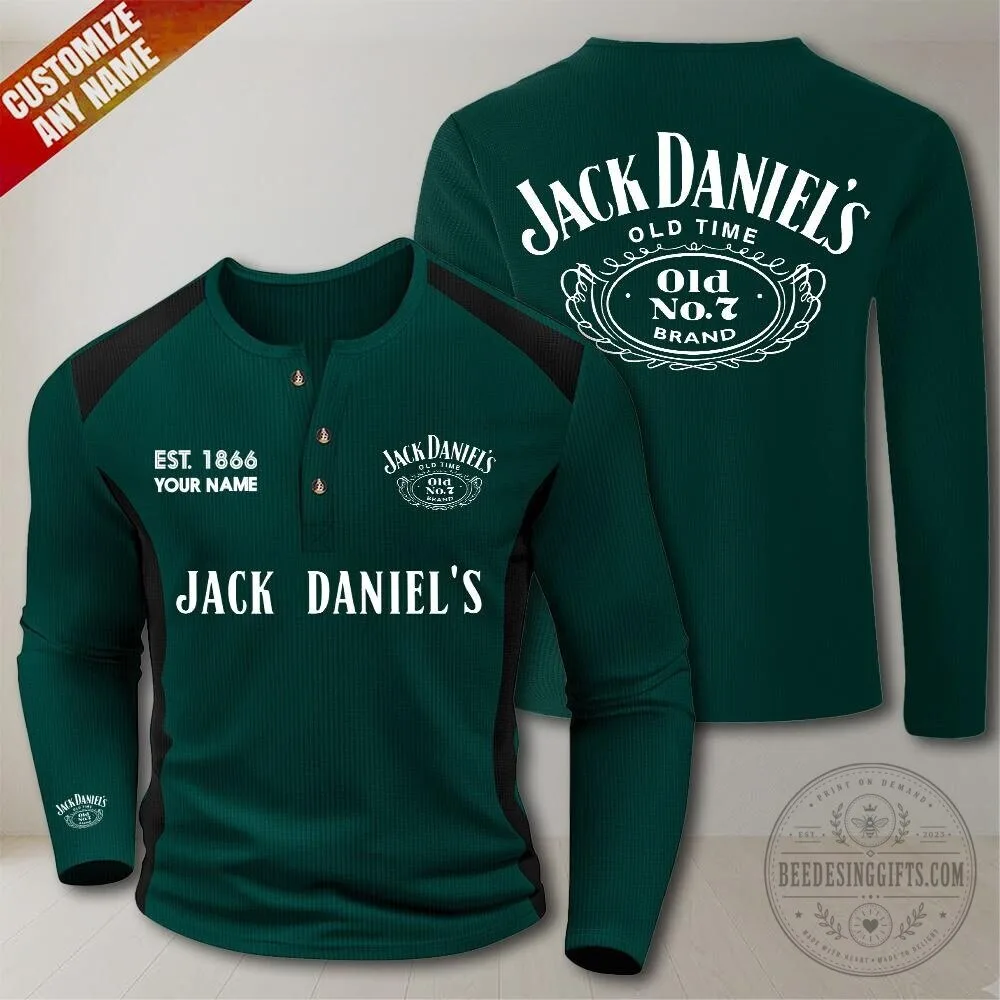 Jack Daniel's Old No. 7 Brand Whiskey Logo Long-Sleeve Henley Shirt 13 Jack Daniel