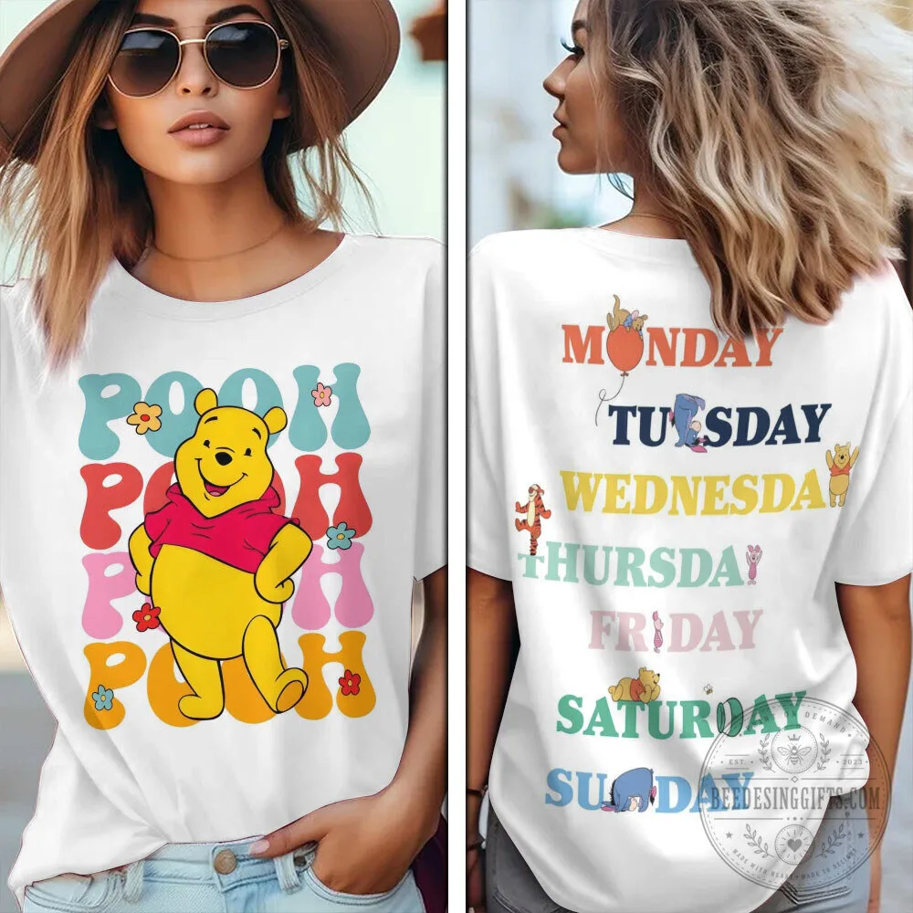 Winnie the Pooh and Friends Days of the Week White Graphic T-Shirt