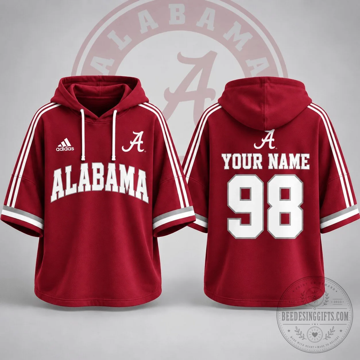 Alabama Crimson Tide Personalized Campus Legacy Short Sleeve Hoodie Jersey