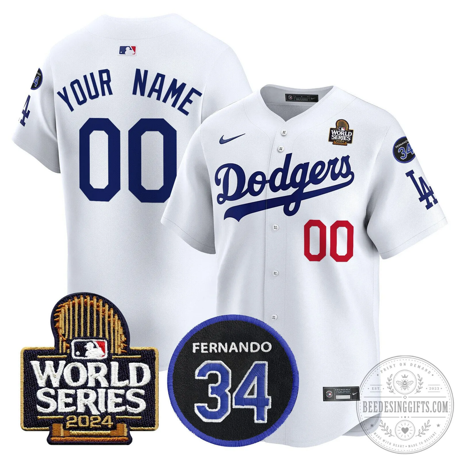Dodgers Fernando Valenzuela Memorial World Series 2024 Baseball Jersey